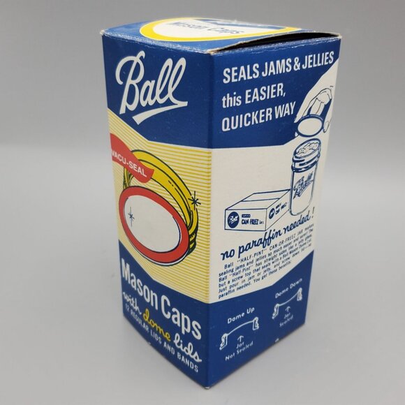 Vintage Ball Mason Caps with Dome Lids Partial Box of 7 plus Extra Kerr Lids - Picture 5 of 8